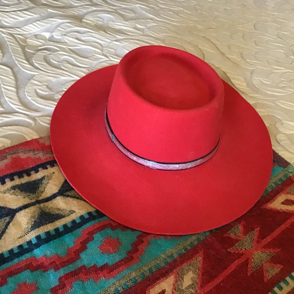 Red Wide-Brim Hat